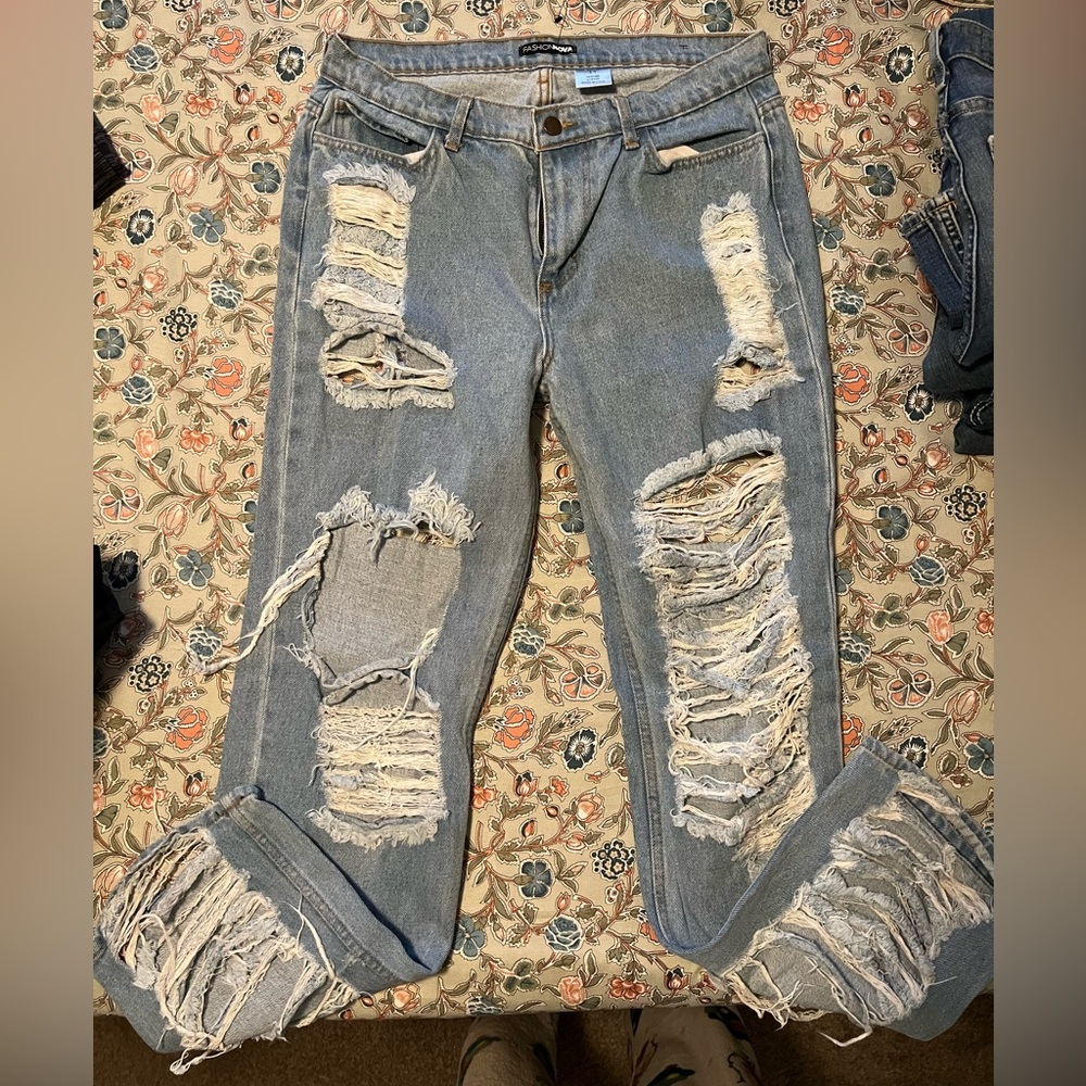 Fashion Nova Extremely Distressed Jeans